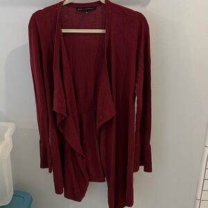 White House Black Market Burgundy Open Front Cardigan